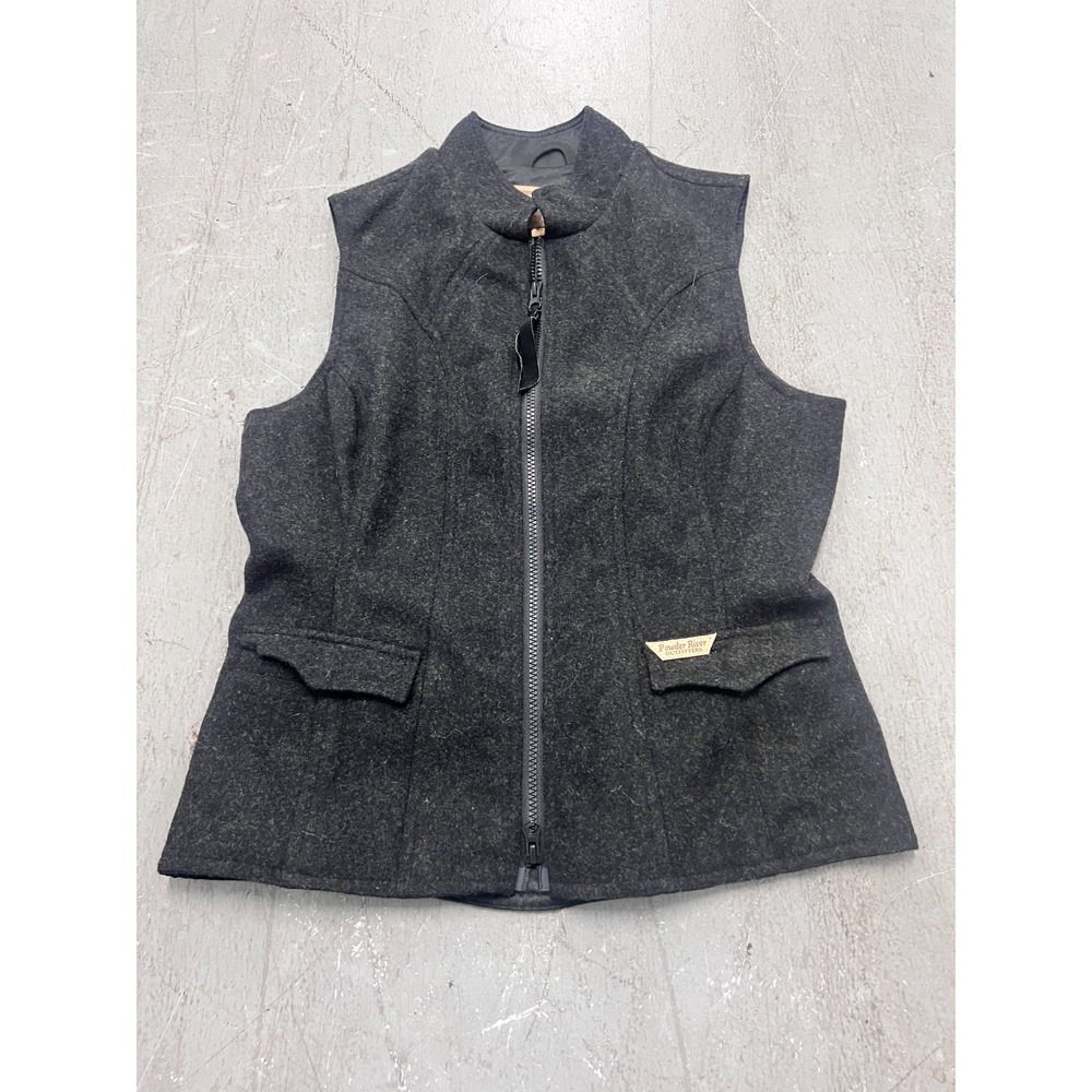 Women's Dark Charcoal Zip-Front Wool Blend Vest